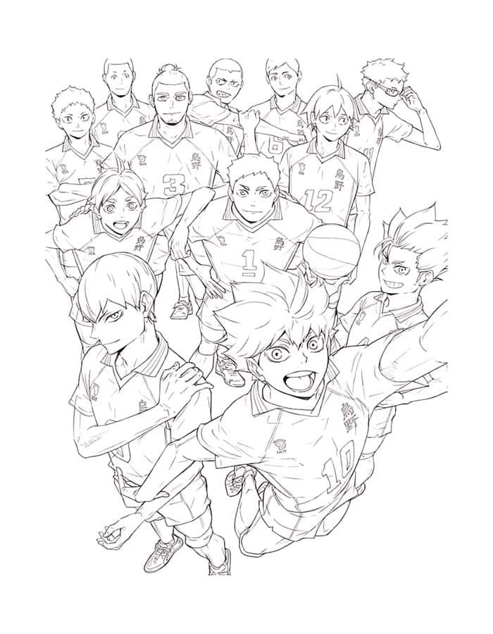 Kolorowanka Haikyuu wydruku dla dzieci