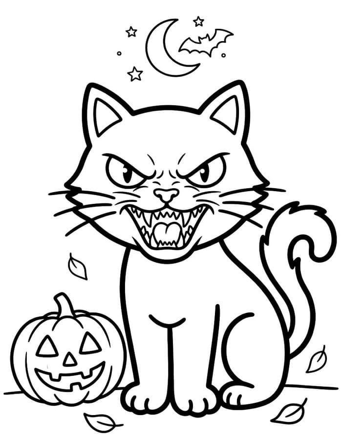 Kolorowanka Koty Halloween bezpłatny łatwy