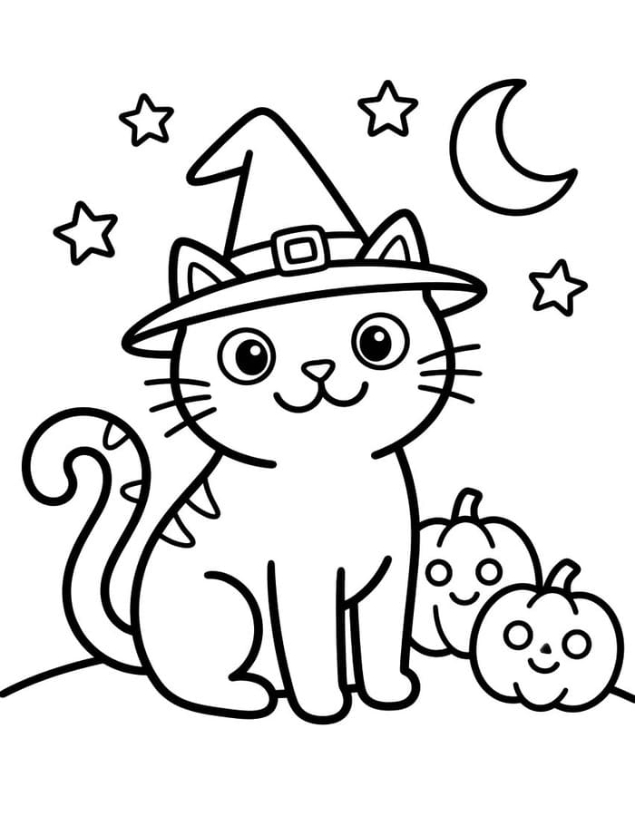 Kolorowanka Koty Halloween bezpłatny wydruku