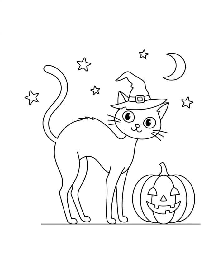 Kolorowanka Koty Halloween wydruku łatwy