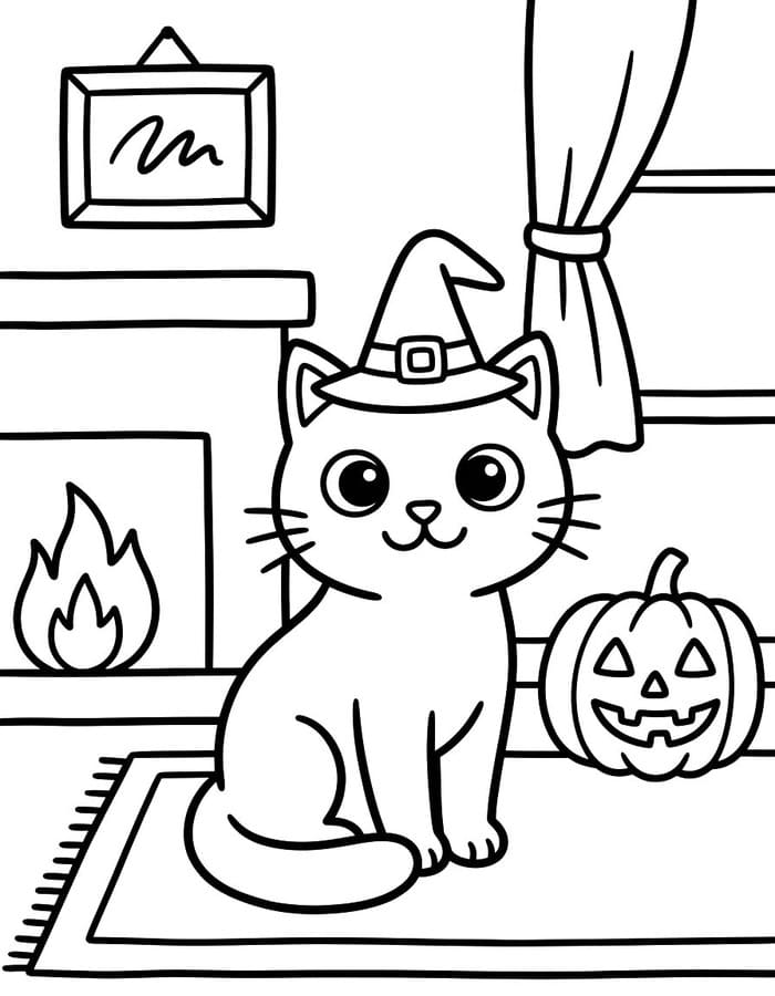 Kolorowanka Koty Halloween wydruku