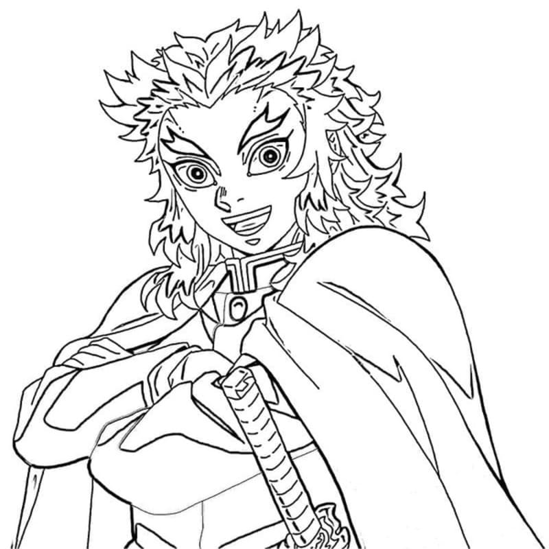 Kolorowanka Kyojuro Rengoku wydruku