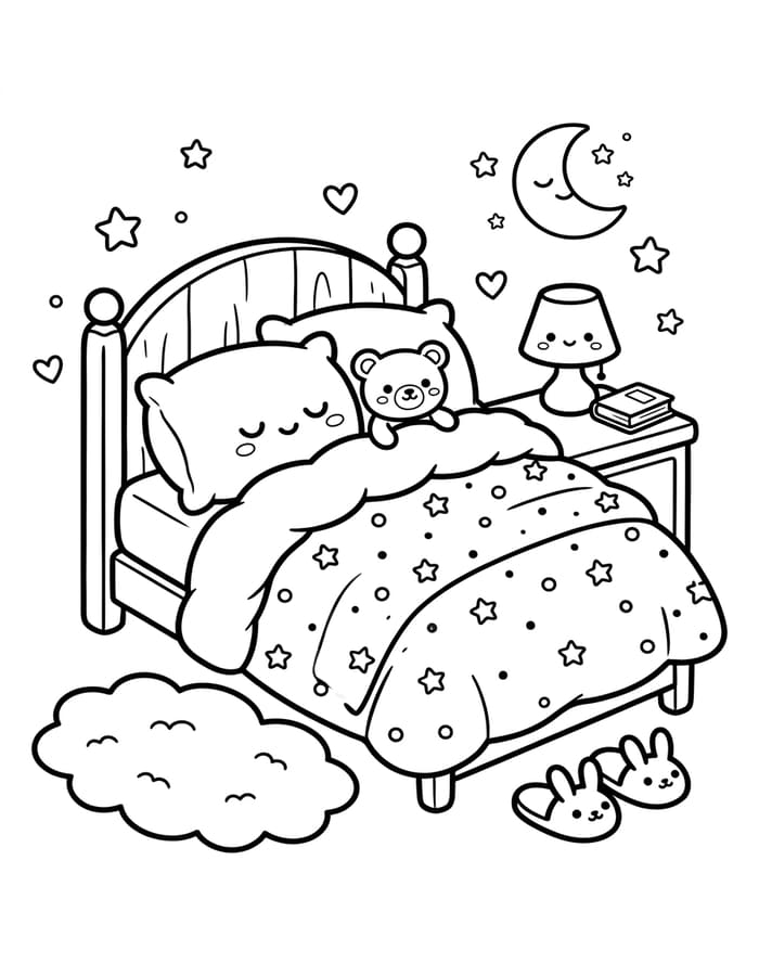 Kolorowanka Łóżko dla dzieci