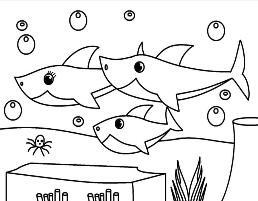 Kolorowanka Narysuj Baby Shark bezpłatny dla dzieci