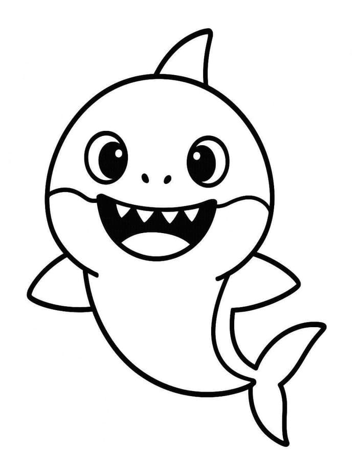 Kolorowanka Narysuj Baby Shark bezpłatny podstawowy