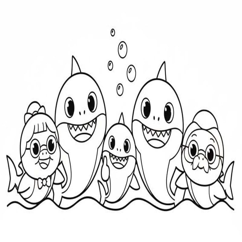 Kolorowanka Narysuj Baby Shark bezpłatny wydruku łatwy