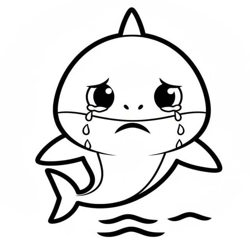 Kolorowanka Narysuj Baby Shark bezpłatny wydruku prosty