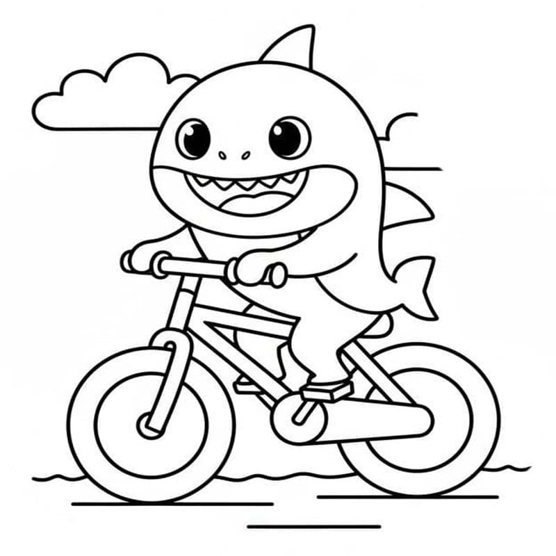 Kolorowanka Narysuj Baby Shark prosty