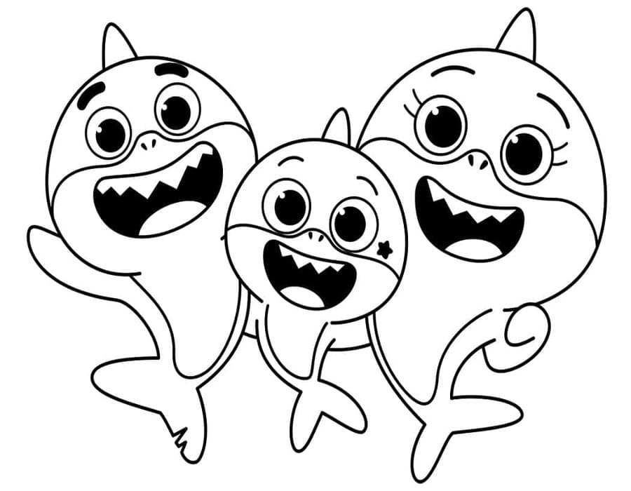 Kolorowanka Narysuj Baby Shark wydruku dla dzieci