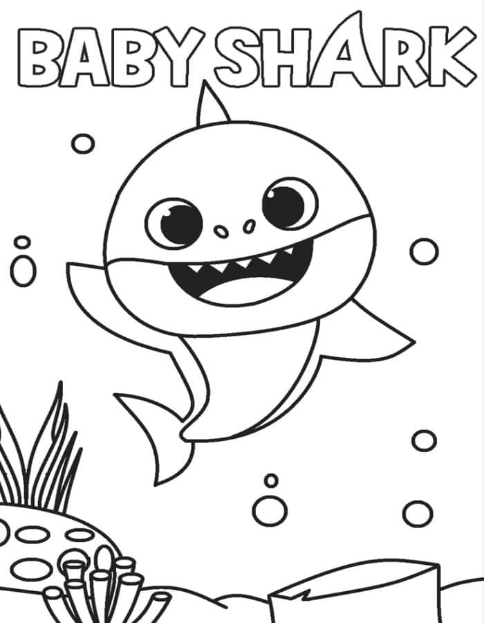 Kolorowanka Narysuj Baby Shark wydruku podstawowy