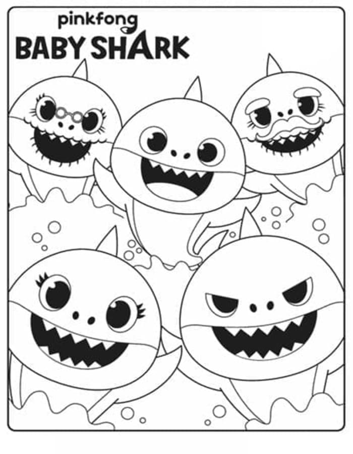 Kolorowanka Narysuj Baby Shark wydruku