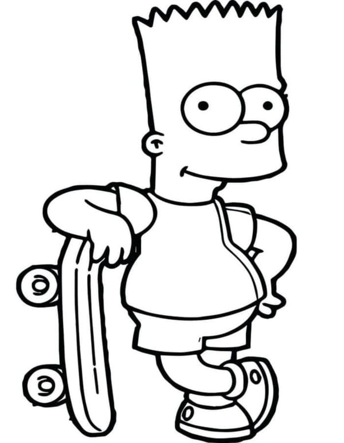 Kolorowanka Narysuj Bart Simpson bezpłatny prosty