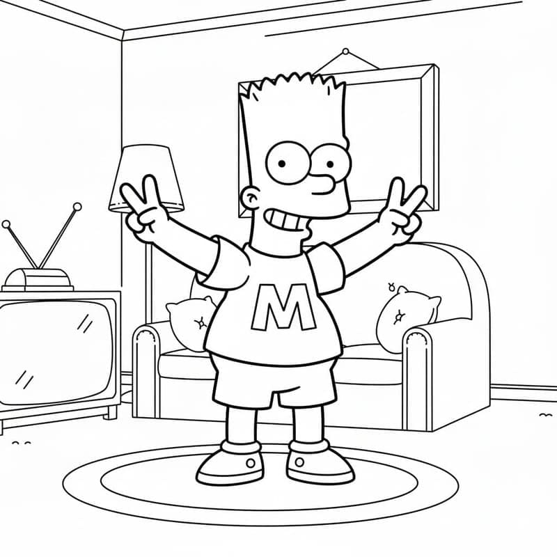 Kolorowanka Narysuj Bart Simpson bezpłatny