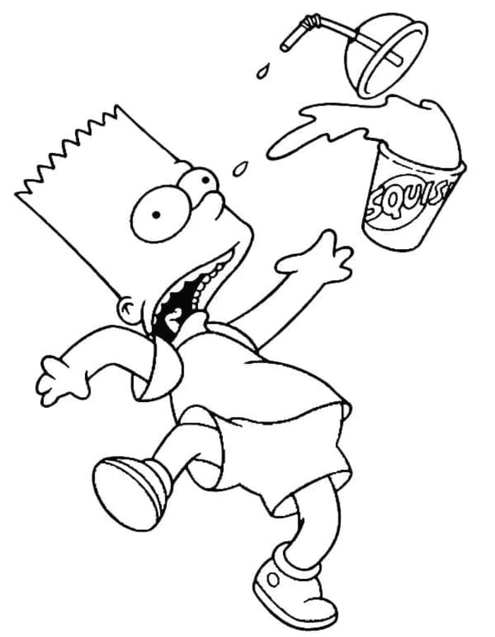 Kolorowanka Narysuj Bart Simpson prosty