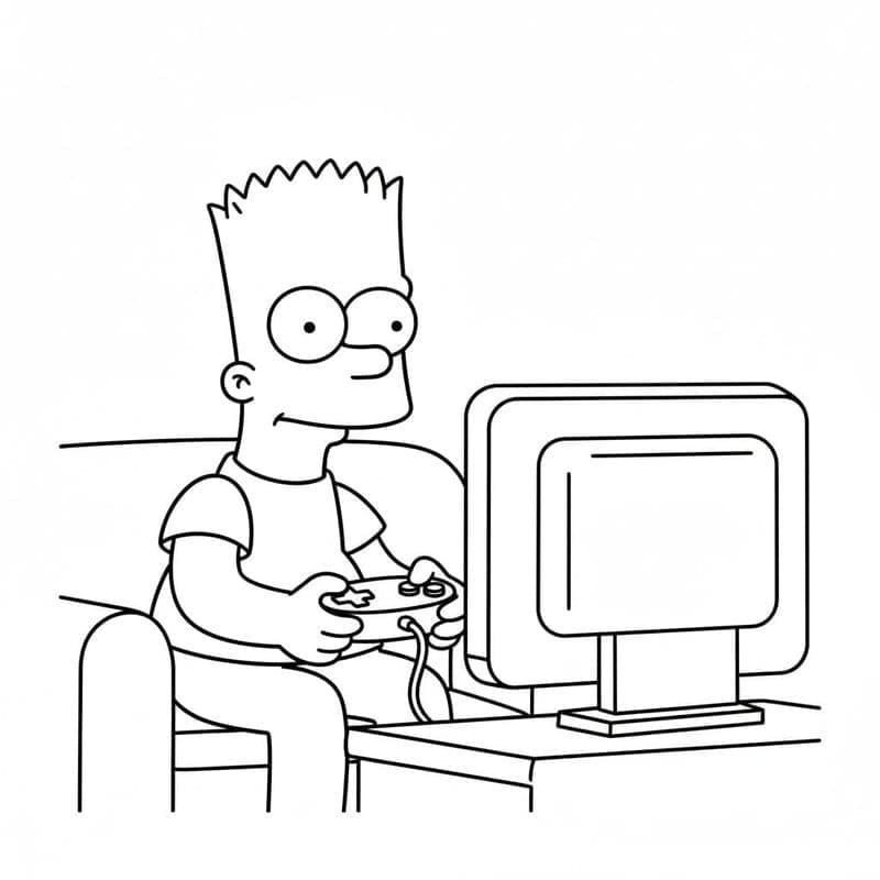 Kolorowanka Narysuj Bart Simpson wydruku dla dzieci