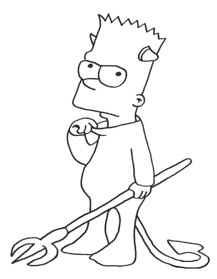 Kolorowanka Narysuj Bart Simpson wydruku prosty