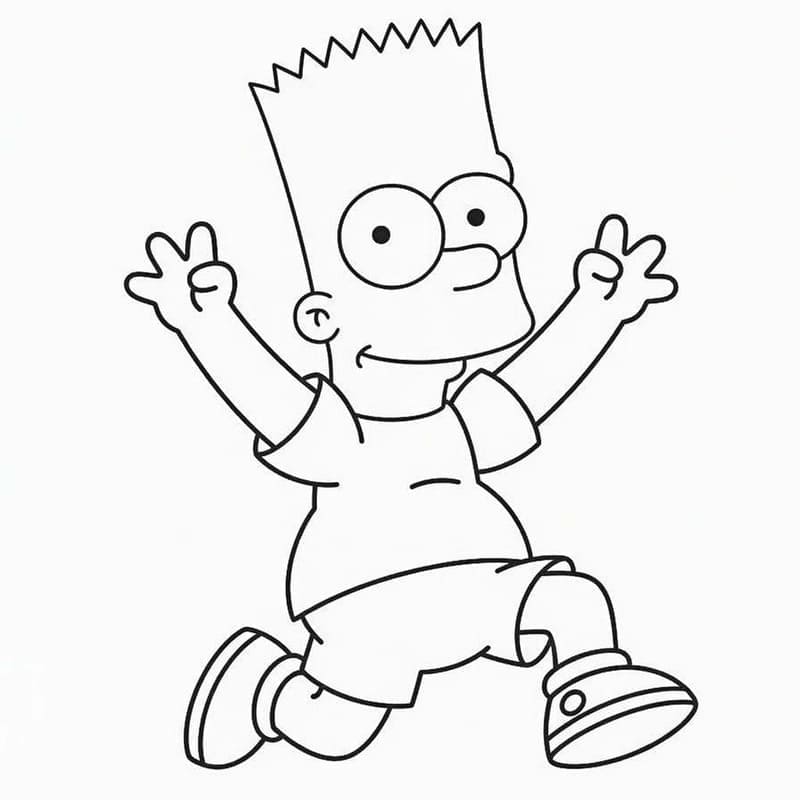 Kolorowanka Narysuj Bart Simpson wydruku