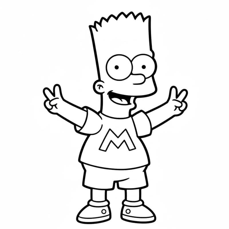 Kolorowanka Narysuj Bart Simpson