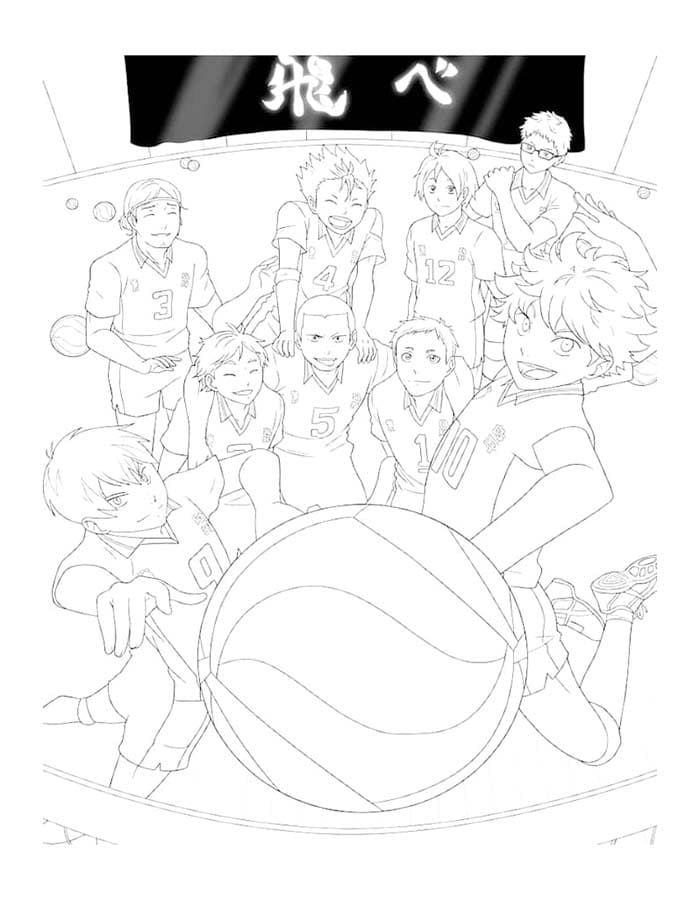 Kolorowanka Narysuj Haikyuu wydruku dla dzieci