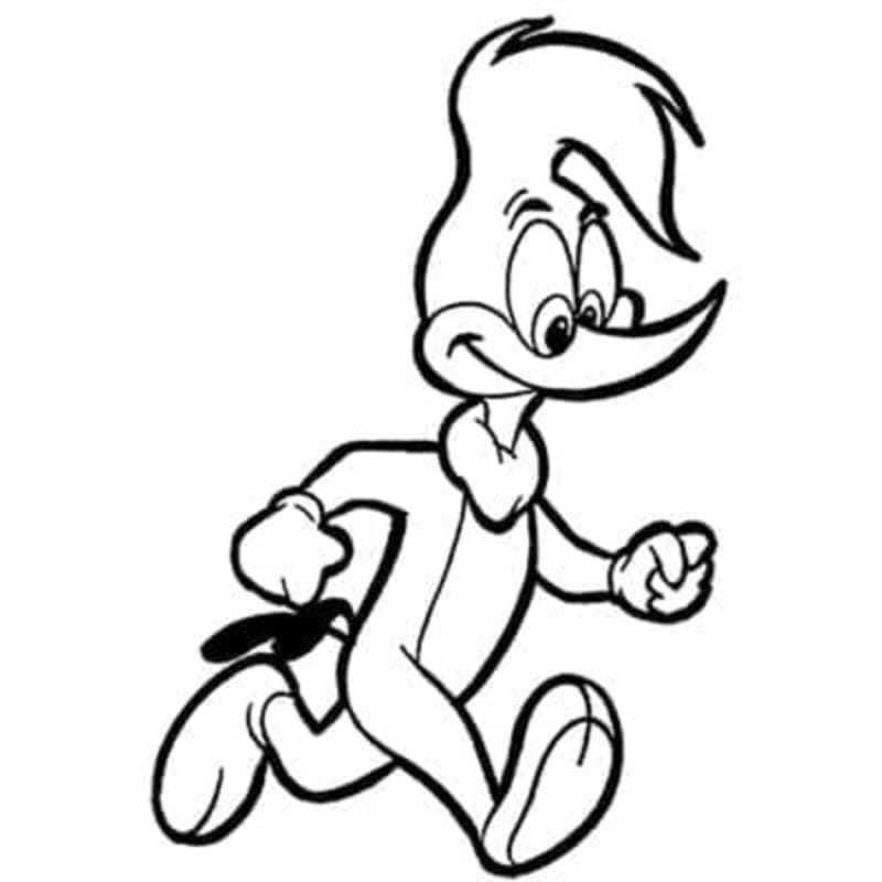 Kolorowanka Narysuj Woody Woodpecker bezpłatny dla dzieci