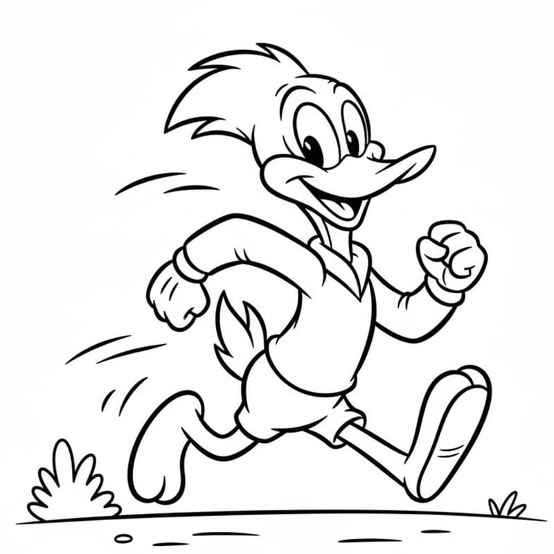 Kolorowanka Narysuj Woody Woodpecker bezpłatny wydruku