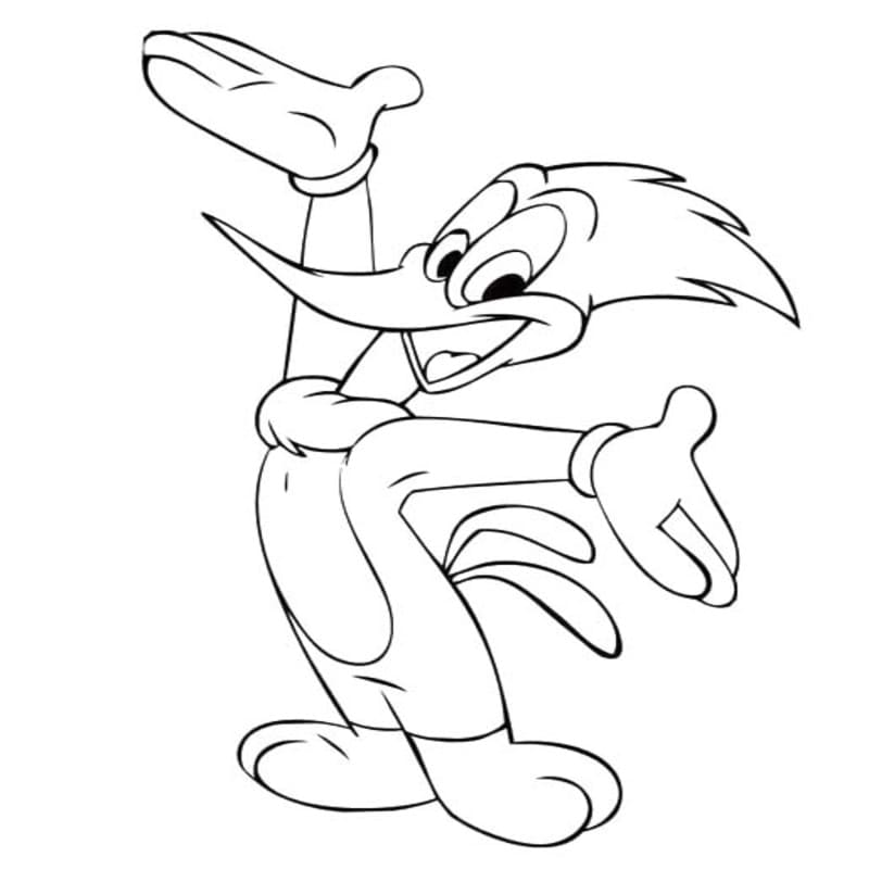 Kolorowanka Narysuj Woody Woodpecker dla dzieci
