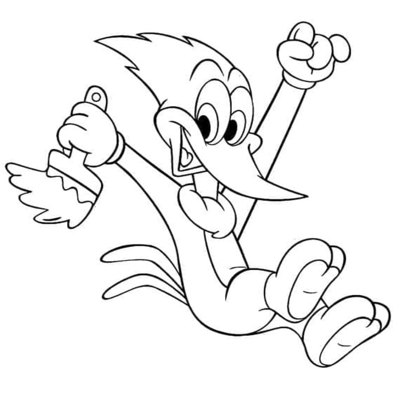 Kolorowanka Narysuj Woody Woodpecker wydruku dla dzieci