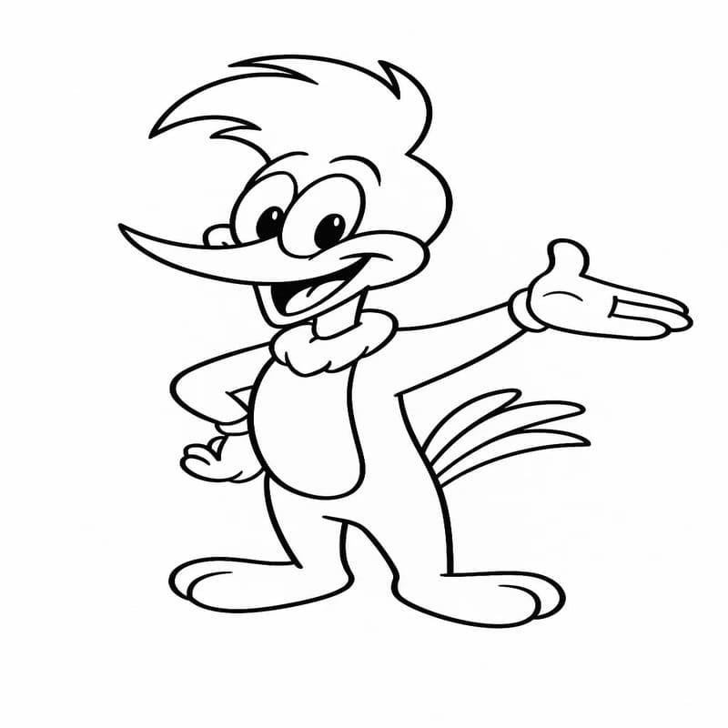 Kolorowanka Narysuj Woody Woodpecker wydruku łatwy