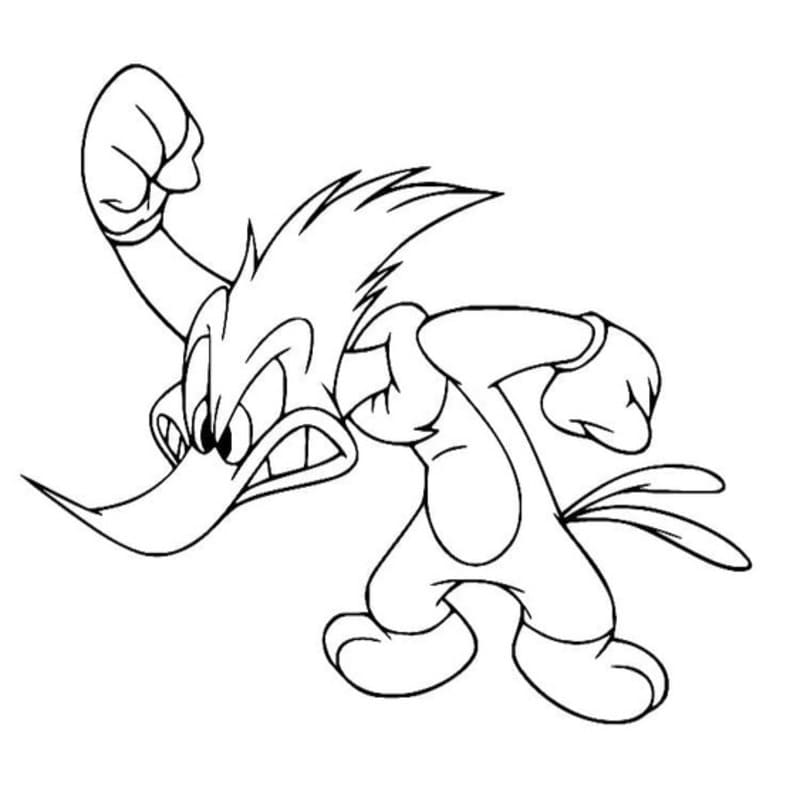 Kolorowanka Narysuj Woody Woodpecker wydruku podstawowy