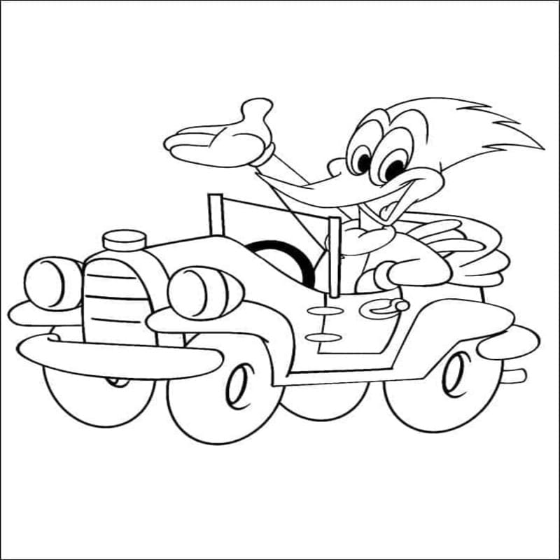 Kolorowanka Narysuj Woody Woodpecker wydruku