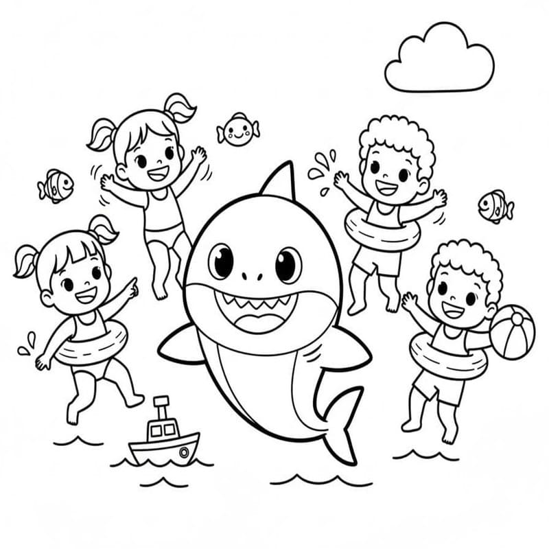Kolorowanka Obraz Baby Shark do druku