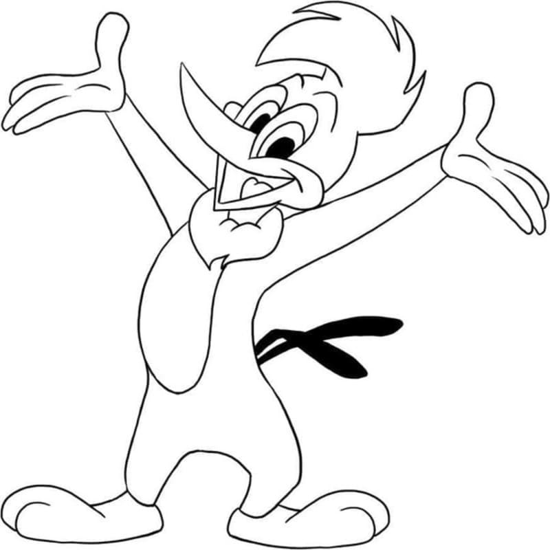 Kolorowanka Woody Woodpecker bezpłatny prosty