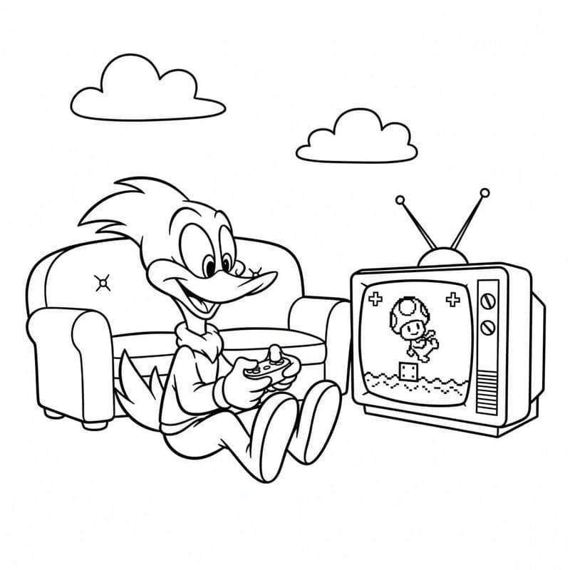 Kolorowanka Woody Woodpecker bezpłatny wydruku