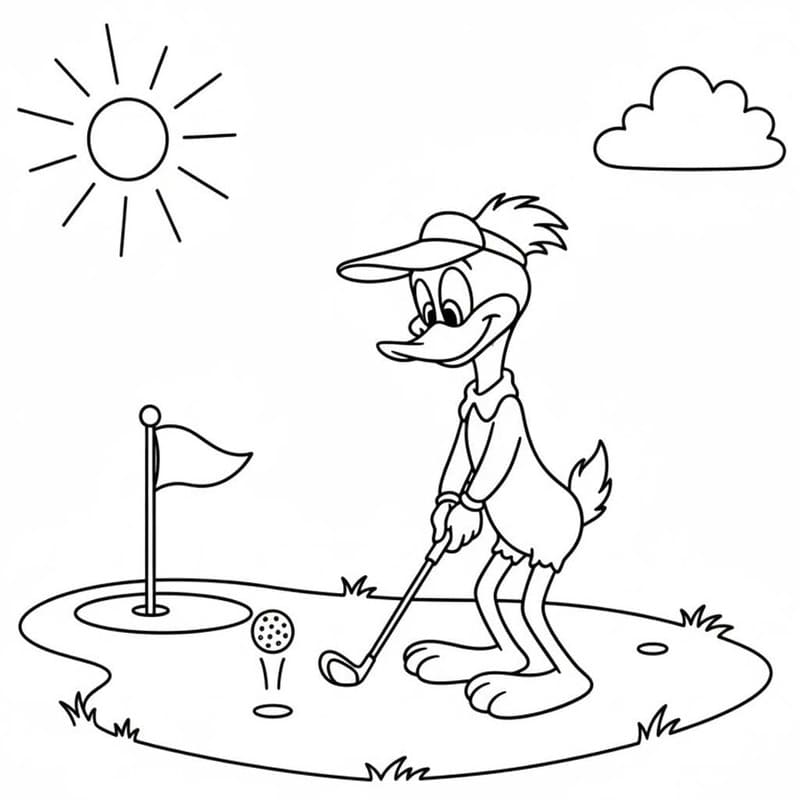 Kolorowanka Woody Woodpecker wydruku dla dzieci